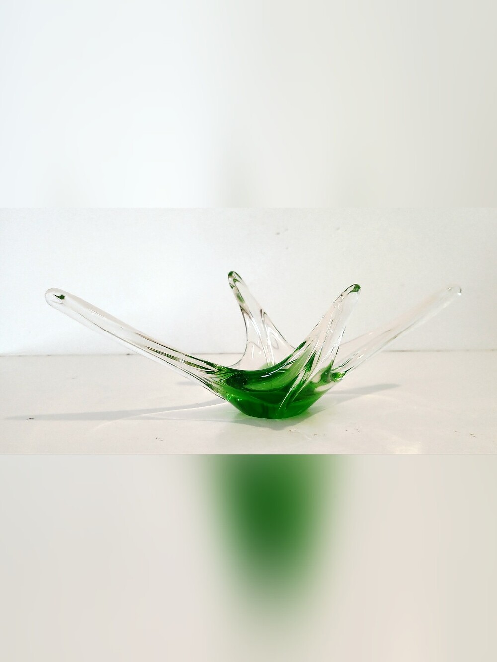 Vintage Hand-Blown Green Art Glass Bowl - Home Art